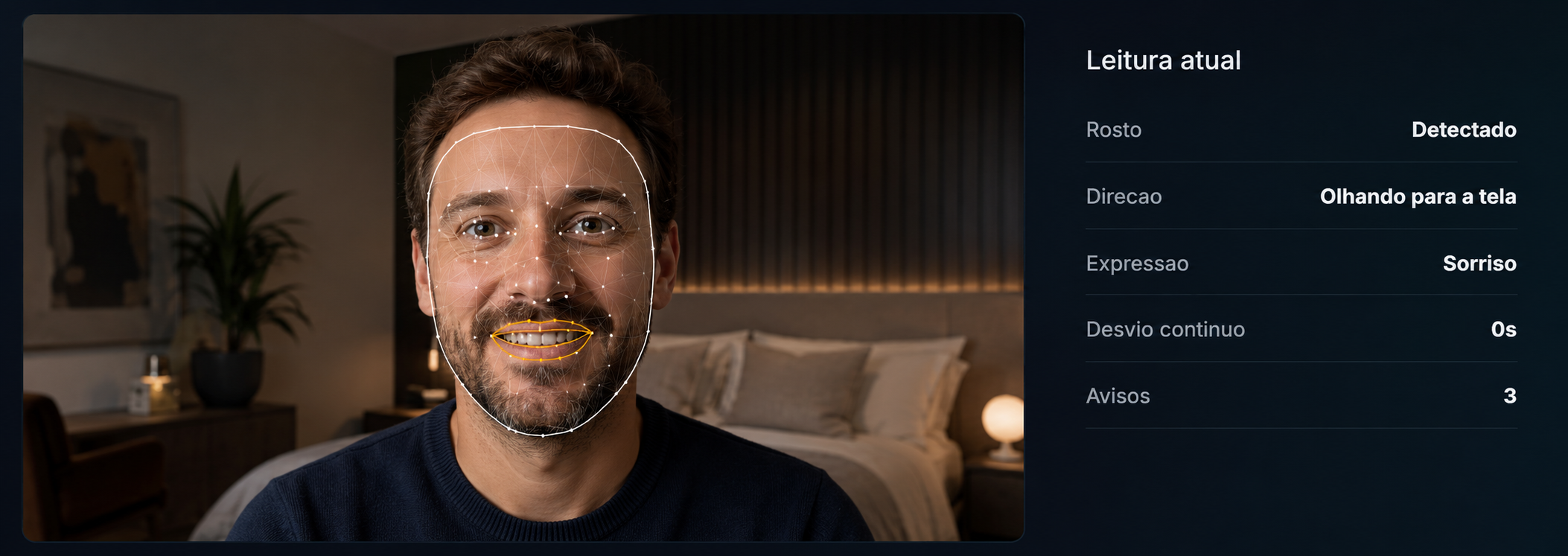 Registro facial inicial do candidato para validação da sessão